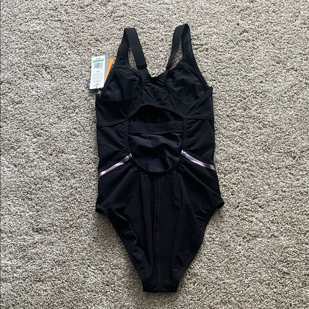 Speedo Women's Black and Purple One Piece Swimsuit - Picture 2 of 6